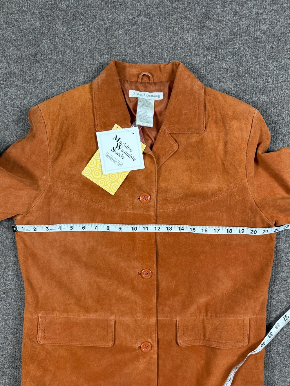 Vintage Rust Orange Suede Leather Chore Barn Blazer Jacket Womens Medium Y2K NWT - Picture 7 of 7